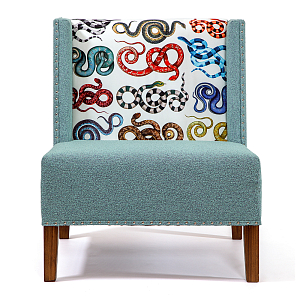 FUN Armchair Snakes Blue-White Дизайнерское кресло с цветным принтом 