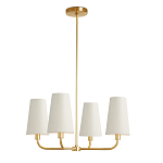 Люстра золотая с белыми тканевыми абажурами Coolness варинант исполнения - 1 | Loft Concept в Новосибирске