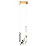 Подвесной светильник с декоративной фигуркой птицы на прозрачной изогнутой трубке Ganthea варинант исполнения - 3 | Loft Concept в Новосибирске