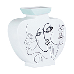 Ваза плоская белая с абстрактными черными линиями в форме лиц Faces of Imagination варинант исполнения - 1 | Loft Concept в Новосибирске