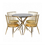 Обеденный стол с чёрной круглой столешницей на золотых ножках Rive Gauche Table варинант исполнения - 3 | Loft Concept в Новосибирске