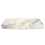 Обеденный стол с прямоугольной столешницей из стекла на черных металлических ножках White Marble варинант исполнения - 3 | Loft Concept в Новосибирске