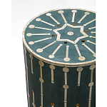 Приставной круглый столик с инкрустацией blue Mandika Bone Inlay  варинант исполнения - 1 | Loft Concept в Новосибирске