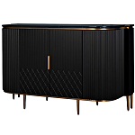 Комод черный округлой формы с рельефным фасадом Black Cut варинант исполнения - 1 | Loft Concept в Новосибирске