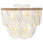 Круглый потолочный светильник с подвесками из круглых деревянных бусин Wooden Beads White Ceiling Lamp варинант исполнения - 1 | Loft Concept в Новосибирске