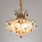 Люстра подвесная с белыми и золотыми круглыми подвесками Диаметр 70 см SHELL Chandelier варинант исполнения - 2 | Loft Concept в Новосибирске