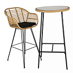 Барный столик с круглой плетеной столешницей Wicker Table Top варинант исполнения - 3 | Loft Concept в Новосибирске