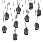 Подвесной светильник черными плафонами на длинных пересекающихся тросах Construction варинант исполнения - 9 | Loft Concept в Новосибирске