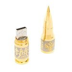 Флешка на 32 гб в виде патрона с гравировкой Герба РФ в подарочной коробке Metal Flash Drive варинант исполнения - 3 | Loft Concept в Новосибирске