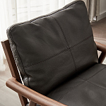 Кресло c каркасом из массива дерева и мягкой кожаной обивкой Walnut Armchair варинант исполнения - 5 | Loft Concept в Новосибирске