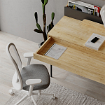 Стол письменный с выдвижным ящиком цвета древесины LEILA WORKING TABLE OAK ANTHRACITE варинант исполнения - 9 | Loft Concept в Новосибирске