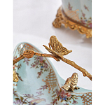 Блюдо из голубого фарфора с бронзовой ручкой в виде ветки Blue Garden варинант исполнения - 5 | Loft Concept в Новосибирске