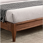 Кровать двуспальная с каркасом из дерева и мягким изголовьем Moon Walnut Bed варинант исполнения - 7 | Loft Concept в Новосибирске