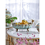 Чаша из голубого фарфора на бронзовых ножках с рисунком цветов и фигурками стрекоз Blue Garden варинант исполнения - 2 | Loft Concept в Новосибирске