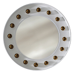 Зеркало белое с круглыми золотыми декоративными элементами Prince of the Church варинант исполнения - 1 | Loft Concept в Новосибирске