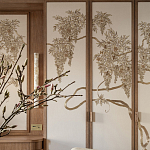 Обои с вышивкой ручной работы Deco Wisteria ﻿Midas colourway on Liso Pearl wool sateen варинант исполнения - 3 | Loft Concept в Новосибирске