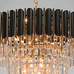 Люстра из черного металла с многоярусными подвесками из прозрачного хрусталя на золотой цепи Empire Black Chandelier Crystal варинант исполнения - 9 | Loft Concept в Новосибирске