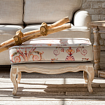 Мягкая банкетка из массива бука серая с растительным орнаментом Raffael Grey Floral Banquette варинант исполнения - 6 | Loft Concept в Новосибирске