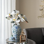 Ваза с крышкой и зелено-голубым рисунком на белом фоне 51 см Blue & White Ornament варинант исполнения - 5 | Loft Concept в Новосибирске