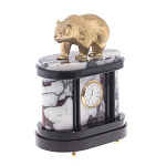 Часы настольные бронзовые с декором в виде медведя Bear Stone Clock варинант исполнения - 3 | Loft Concept в Новосибирске