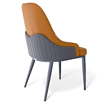 Стул оранжевый с высокой спинкой из искуственной кожи на серых металлических ножках Enigma Orange варинант исполнения - 2 | Loft Concept в Новосибирске