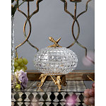 Конфетница прозрачная стеклянная на бронзовых ножках в виде морских коньков с крышкой в виде ракушки Eden Garden варинант исполнения - 3 | Loft Concept в Новосибирске