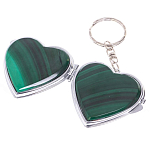 Зеркало брелок складное двухстороннее в форме сердца из натурального камня Малахит Stone Mirrors варинант исполнения - 2 | Loft Concept в Новосибирске