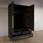 Шкаф платяной Primo с выдвижными ящиками шпон Темный орех варинант исполнения - 4 | Loft Concept в Новосибирске