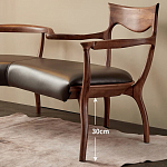 Кушетка с деревянным каркасом и сиденьем из коричневой натуральной кожи Moon Walnut Furniture варинант исполнения - 4 | Loft Concept в Новосибирске