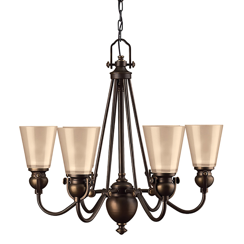Люстра бронзового цвета с конусными плафонами из бежевого стекла Hinkley Бронза Бежевый в Новосибирске | Loft Concept 