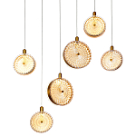 Подвесной светильник с плафонами из рельефного стекла Peony Glass Bronze Six варинант исполнения - 1 | Loft Concept в Новосибирске