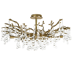 Потолочная люстра в виде ветвей деревьев золотого цвета с прозрачными подвесками-каплями Droplet Chandelier варинант исполнения - 1 | Loft Concept в Новосибирске