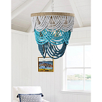Круглая многоярусная люстра с подвесками в виде круглых бусин Wooden Beads Turquoise Chandelier варинант исполнения - 2 | Loft Concept в Новосибирске