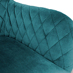 Барный стул со спинкой и подлокотниками на 4-х деревянных ножках Douglas Rhombus Бирюзовый Велюр варинант исполнения - 2 | Loft Concept в Новосибирске