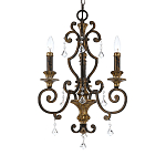 Люстра с подвесками из прозрачного стекла на кованом каркасе бронзового цвета в классическом стиле Quoizel варинант исполнения - 11 | Loft Concept в Новосибирске