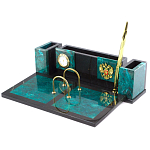 Настольный письменный набор из змеевика с часами и календарницей Successful Leader варинант исполнения - 2 | Loft Concept в Новосибирске