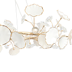 Люстра круглая с белыми лепестками из керамики и прозрачными хрустальными цветками Диаметр 82 см Wintery flovers варинант исполнения - 4 | Loft Concept в Новосибирске