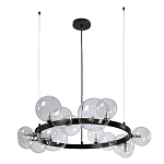 Люстра круглая подвесная с 15-ю прозрачными шарообразными плафонами из стекла Iona chandelier варинант исполнения - 6 | Loft Concept в Новосибирске
