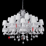 Люстра многоярусная с 30-ю белыми текстильными абажурами и хрустальными подвесками Lustre Reverie варинант исполнения - 1 | Loft Concept в Новосибирске