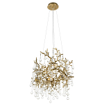 Подвесная люстра в виде ветвей деревьев золотого цвета с прозрачными подвесками-каплями 8 и 14 ламп Droplet Chandelier варинант исполнения - 4 | Loft Concept в Новосибирске