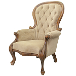 Кресло с мягкой обивкой из светло-коричневого велюра на 4-х деревянных ножках Evelyn Classical Armchair варинант исполнения - 3 | Loft Concept в Новосибирске