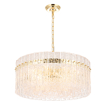 Люстра подвесная круглая с прозрачными рельефными стеклянными вставками и золотым основанием Textured Glass Chandelier варинант исполнения - 3 | Loft Concept в Новосибирске