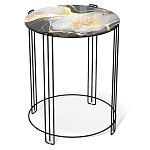 Стол журнальный круглый со столешницей из стекла Gold and Black Marble варинант исполнения - 1 | Loft Concept в Новосибирске