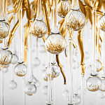 Люстра подвесная с прозрачными стеклянными подвесками в форме капель Диаметр 80 см Droplet Chandelier варинант исполнения - 16 | Loft Concept в Новосибирске