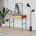 Консоль напольная деревянная с выдвижным ящиком и 2-мя полками со столешницей цвета белый мрамор OTIS CONSOLE OAK варинант исполнения - 2 | Loft Concept в Новосибирске