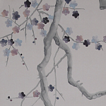 Обои ручная роспись Plum Blossom Special Colourway on Lilac Hint dyed silk варинант исполнения - 3 | Loft Concept в Новосибирске