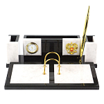 Настольный письменный набор из белого мрамора и змеевика Marble Accessory варинант исполнения - 1 | Loft Concept в Новосибирске