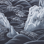 Обои ручная роспись Matsushima Waves Roka on Edo Night painted silk варинант исполнения - 2 | Loft Concept в Новосибирске