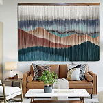 Современное Панно на стену из нитей Mountains at Sunset Горы на Закате  варинант исполнения - 1 | Loft Concept в Новосибирске