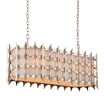 Люстра овальной формы с фактурным серебряным каркасом и тканевым абажуром Silver Honeycomb варинант исполнения - 1 | Loft Concept в Новосибирске